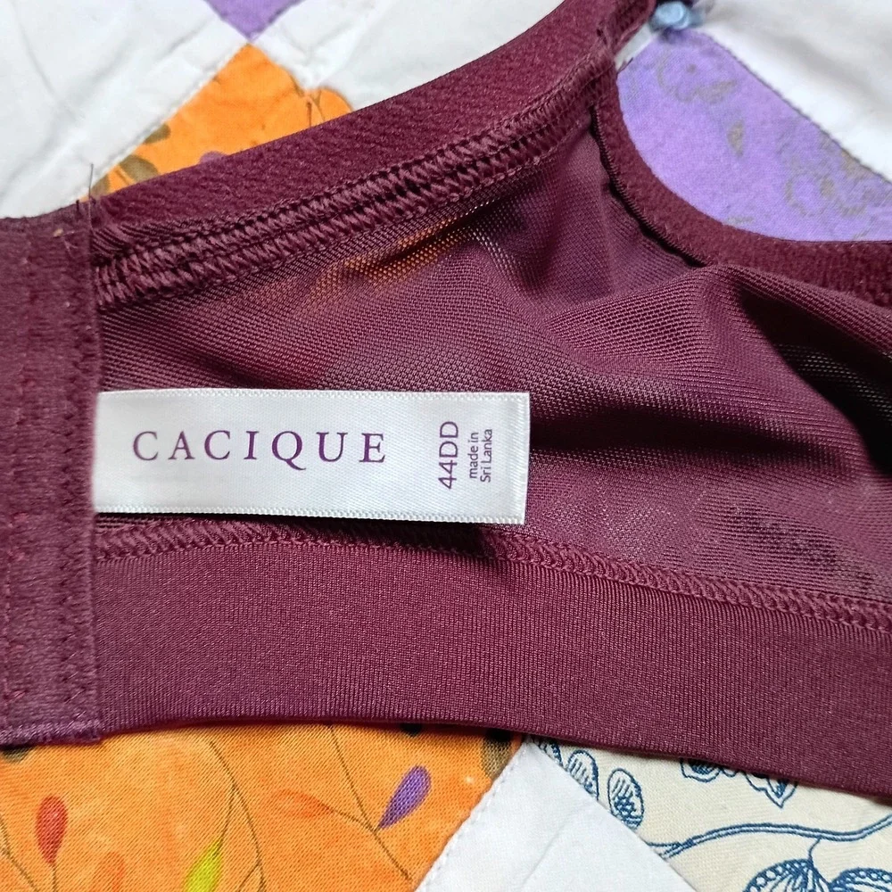 Cacique Maroon‎ Bra Womens 44DD Paisley Underwired